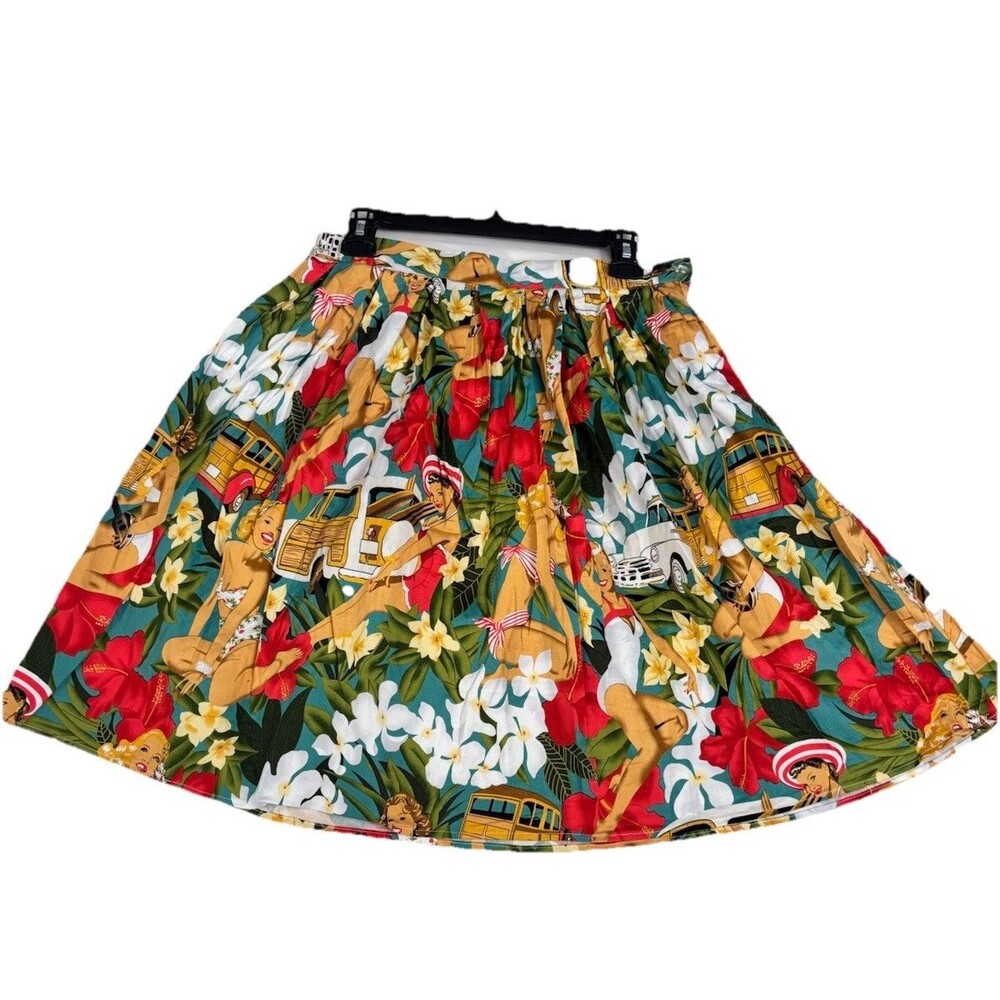 Grace Karin Hawaiian Pin Up Swing Skirt Retro Rockabilly Floral Women M